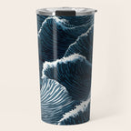 Japandi Wall Art Wabi Sabi Print Mid century Modern Navy Blue Art Minimalist Japanese Art Ocean art  Travel Mug Gallery Image 1