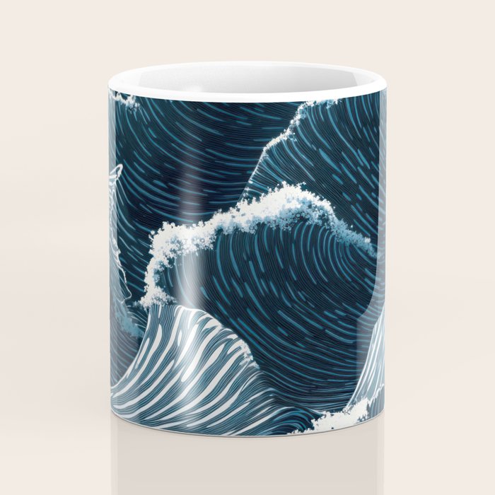 Japandi Wall Art Wabi Sabi Print Mid century Modern Navy Blue Art Minimalist Japanese Art Ocean art  Coffee Mug Gallery Image 4