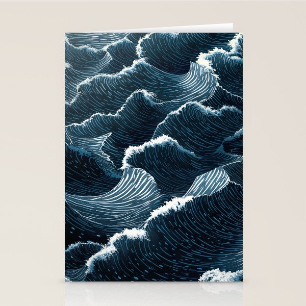 Japandi Wall Art Wabi Sabi Print Mid century Modern Navy Blue Art Minimalist Japanese Art Ocean art  Stationery Card Gallery Image 1