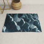 Japandi Wall Art Wabi Sabi Print Mid century Modern Navy Blue Art Minimalist Japanese Art Ocean art  Rug Gallery Image 1
