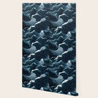 Japandi Wall Art Wabi Sabi Print Mid century Modern Navy Blue Art Minimalist Japanese Art Ocean art  Wallpaper Gallery Image 2