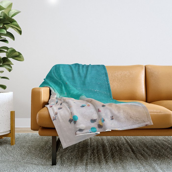 Beach Aesthetic Photography - Aerial View Throw Blanket Gallery Image 1