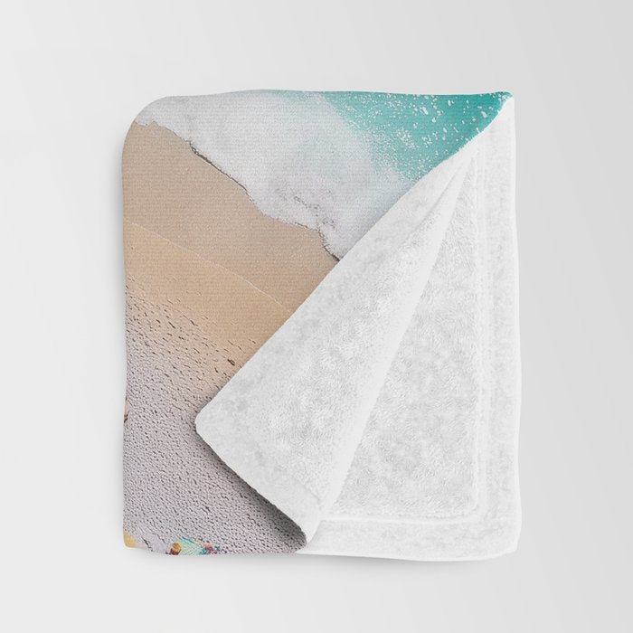 Beach Aesthetic Photography - Aerial View Throw Blanket Gallery Image 3
