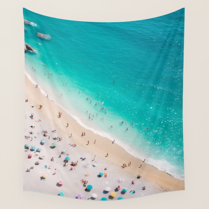 Beach Aesthetic Photography - Aerial View Wall Tapestry Gallery Image 1