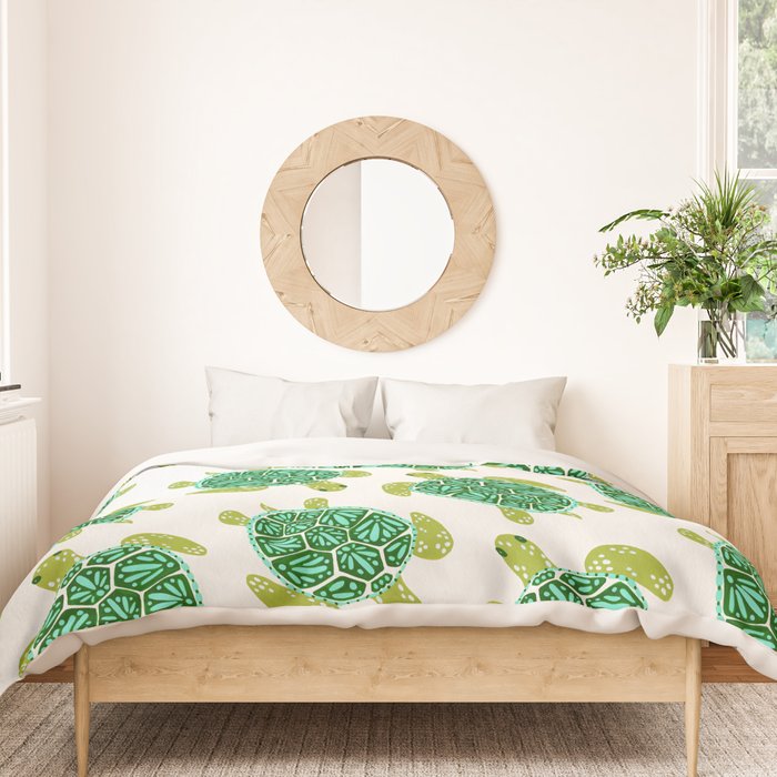 Sea Turtle - Green Palette Duvet Cover Gallery Image 3