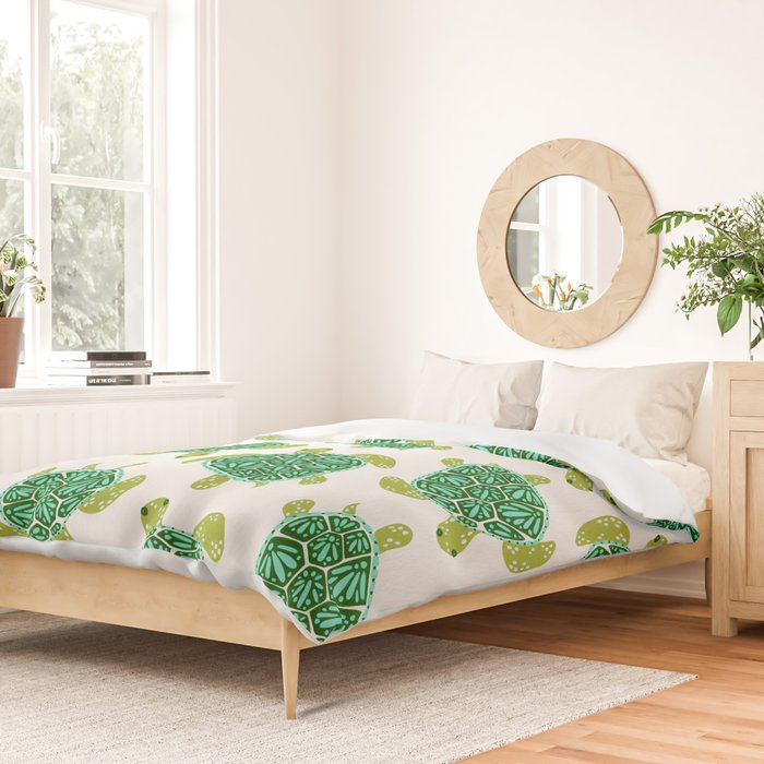 Sea Turtle - Green Palette Duvet Cover Gallery Image 2