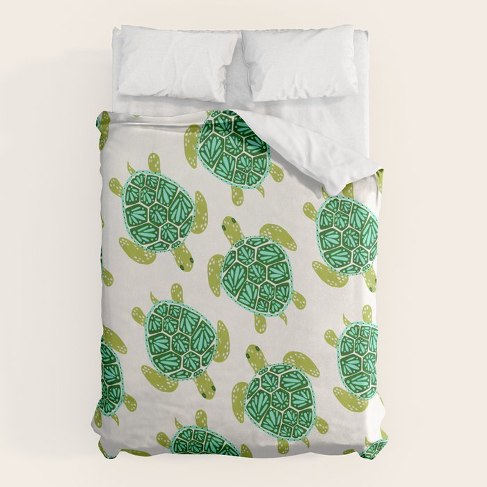 Sea Turtle - Green Palette Duvet Cover Gallery Image 6