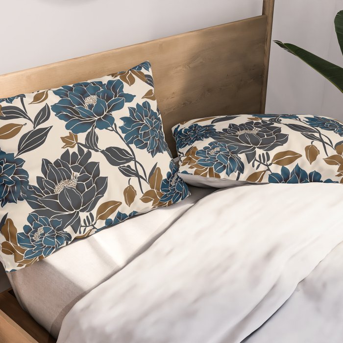 Modern Navy Floral Elegance Pillow Sham Gallery Image 2