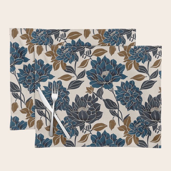 Modern Navy Floral Elegance Placemat Gallery Image 1
