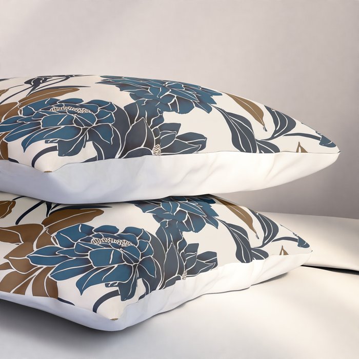 Modern Navy Floral Elegance Pillow Sham Gallery Image 3