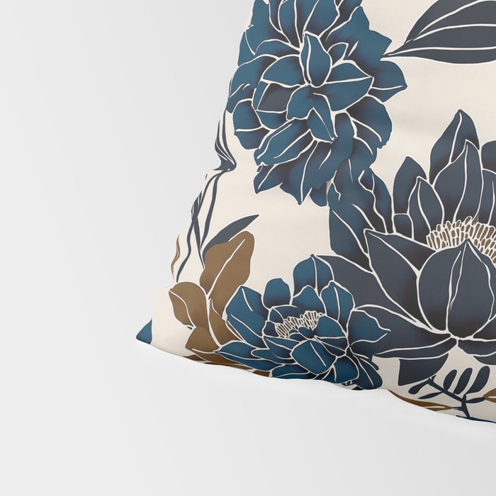 Modern Navy Floral Elegance Pillow Sham Gallery Image 4