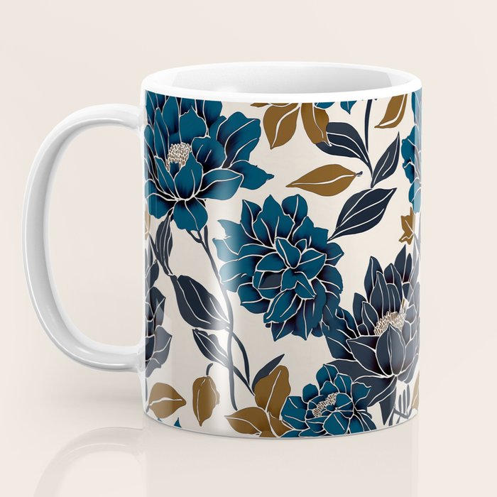 Modern Navy Floral Elegance Coffee Mug Gallery Image 3