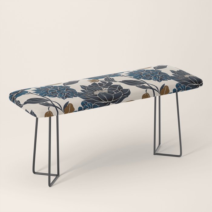 Modern Navy Floral Elegance Bench Gallery Image 1