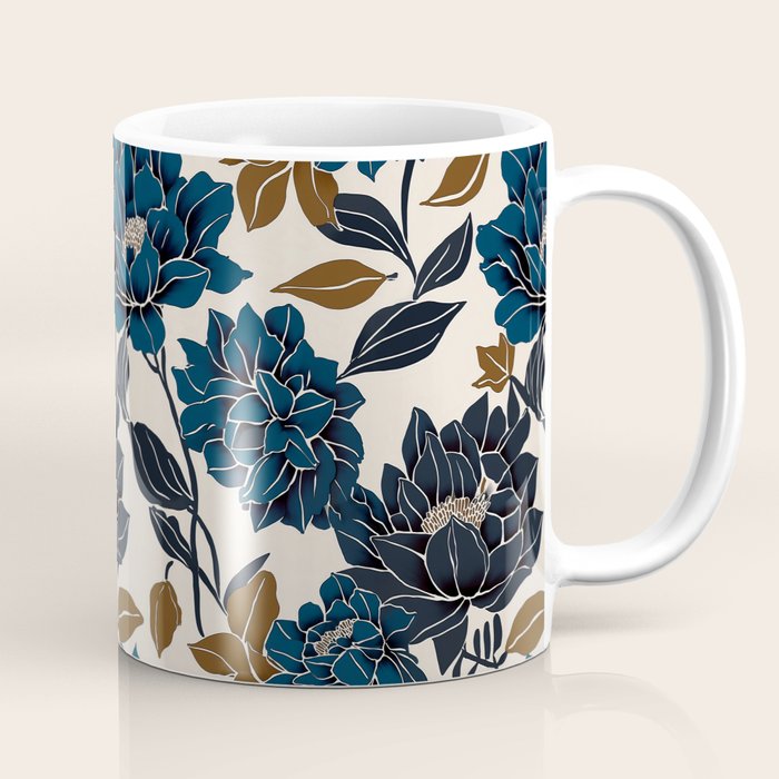 Modern Navy Floral Elegance Coffee Mug Gallery Image 1