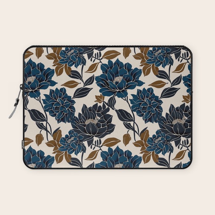 Modern Navy Floral Elegance Laptop Sleeve Gallery Image 1