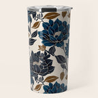 Modern Navy Floral Elegance Travel Mug Gallery Image 1
