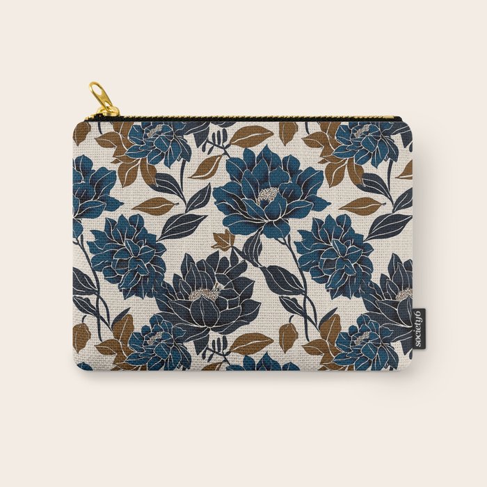Modern Navy Floral Elegance Carry All Pouch Gallery Image 1