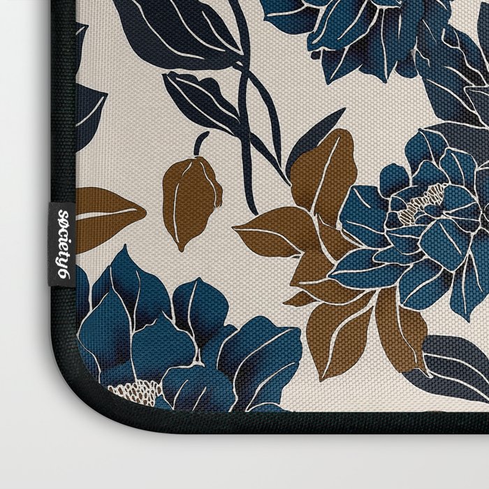 Modern Navy Floral Elegance Laptop Sleeve Gallery Image 3