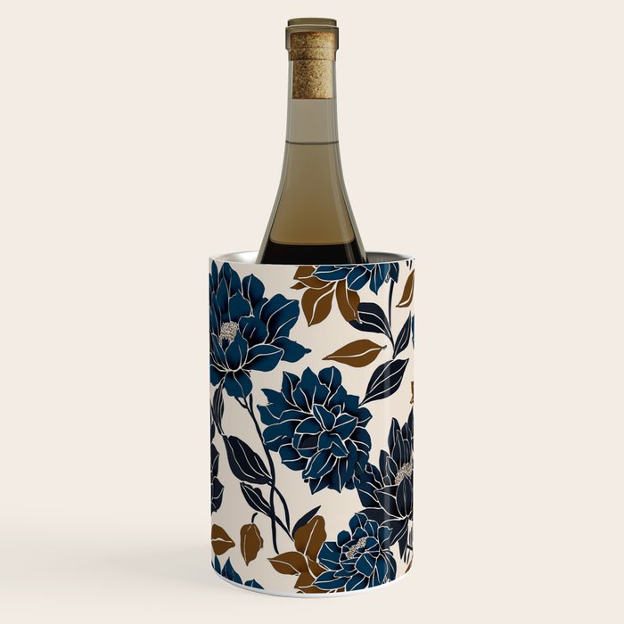 Modern Navy Floral Elegance Wine Chiller Gallery Image 2