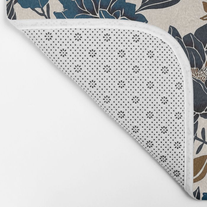 Modern Navy Floral Elegance Bath Mat Gallery Image 2