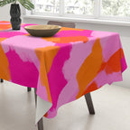 Pink and Orange Abstract Brush Strokes Palette Style Pattern Tablecloth Gallery Image 3