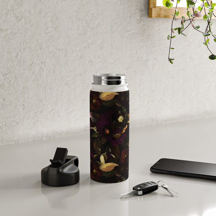 The Darkest Dutch Vintage Flowers Garden  Water Bottle Gallery Image 4