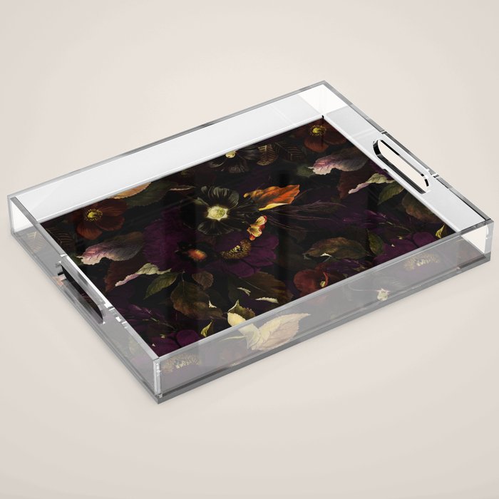 The Darkest Dutch Vintage Flowers Garden  Acrylic Tray Gallery Image 1