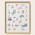 Ocean sealife alphabet in white Serving Tray Gallery Image 1