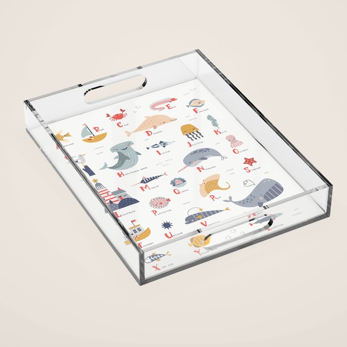Ocean sealife alphabet in white Acrylic Tray Gallery Image 1
