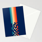 Classic 70s Style Abstract Rainbow Retro Stripes Pixel Drops - Ayako Stationery Card Gallery Image 2