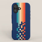 Classic 70s Style Abstract Rainbow Retro Stripes Pixel Drops - Ayako iPhone Case Gallery Image 1