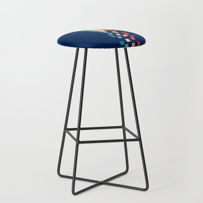 Classic 70s Style Abstract Rainbow Retro Stripes Pixel Drops - Ayako Stool Gallery Image 1