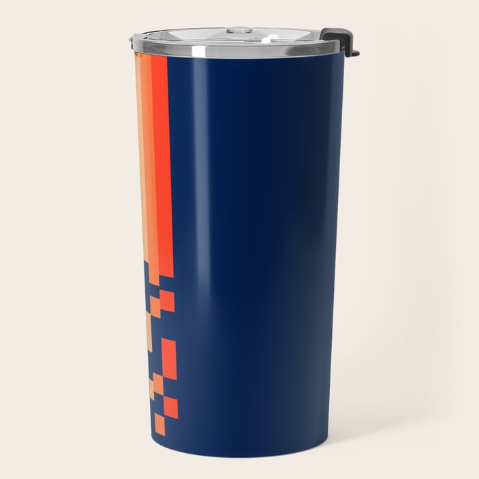 Classic 70s Style Abstract Rainbow Retro Stripes Pixel Drops - Ayako Travel Mug Gallery Image 2