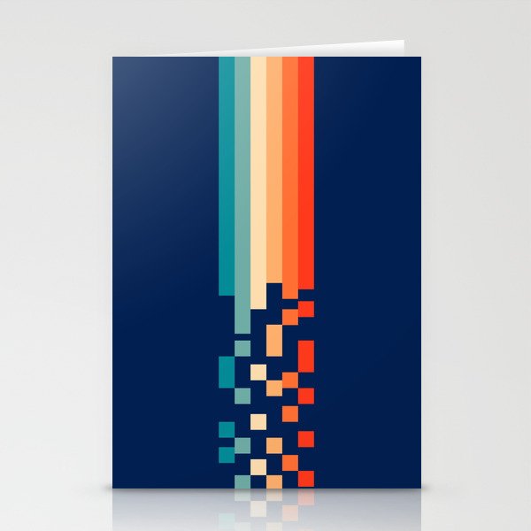 Classic 70s Style Abstract Rainbow Retro Stripes Pixel Drops - Ayako Stationery Card Gallery Image 2