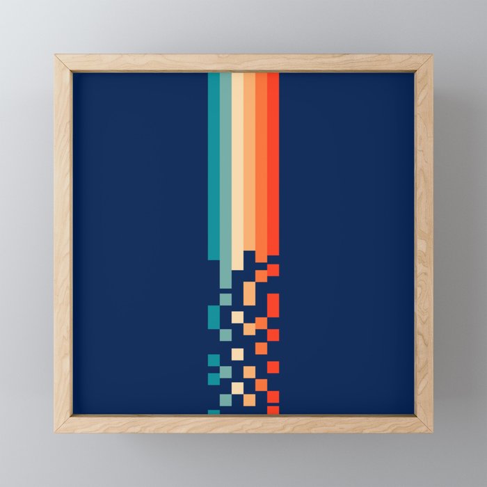 Classic 70s Style Abstract Rainbow Retro Stripes Pixel Drops - Ayako Mini Art Print Gallery Image 1