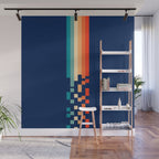 Classic 70s Style Abstract Rainbow Retro Stripes Pixel Drops - Ayako Wall Mural Gallery Image 1