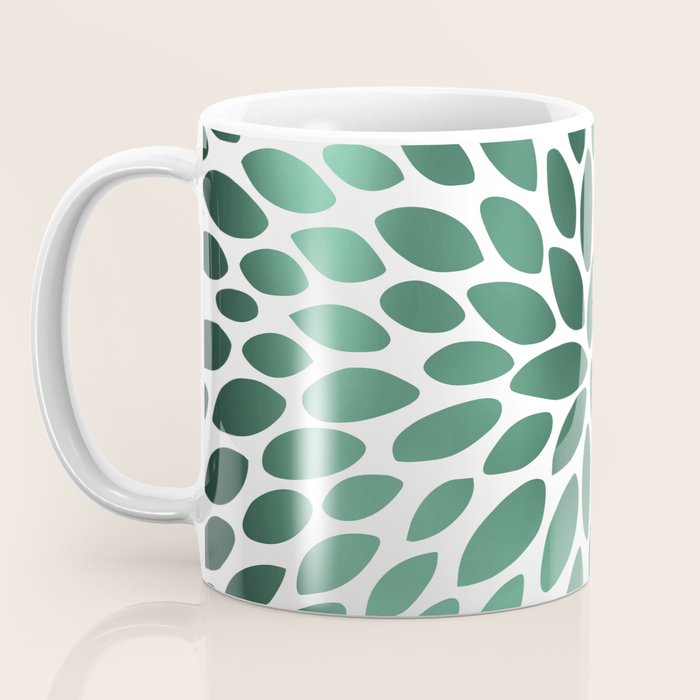 Floral Bloom Green and White Coffee Mug Gallery Image 3