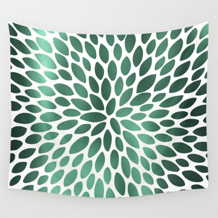 Floral Bloom Green and White Wall Tapestry Gallery Image 1