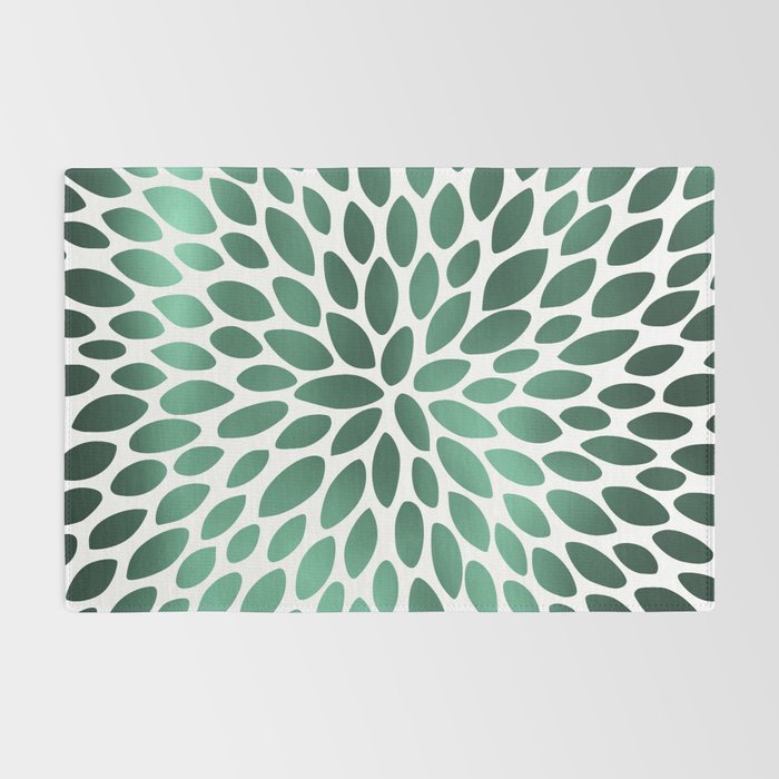 Floral Bloom Green and White Rug Gallery Image 2