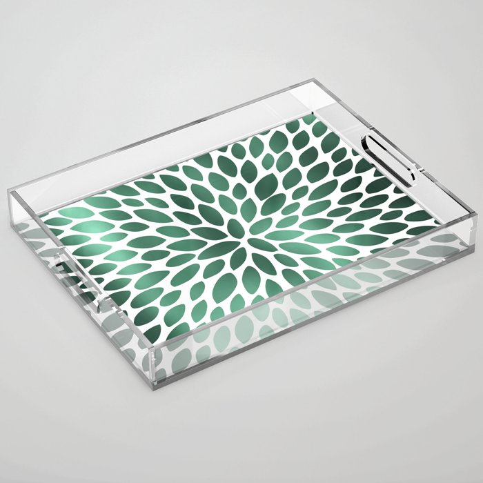 Floral Bloom Green and White Acrylic Tray Gallery Image 1