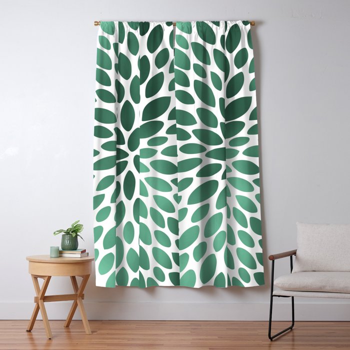 Floral Bloom Green and White Window Curtain Gallery Image 1