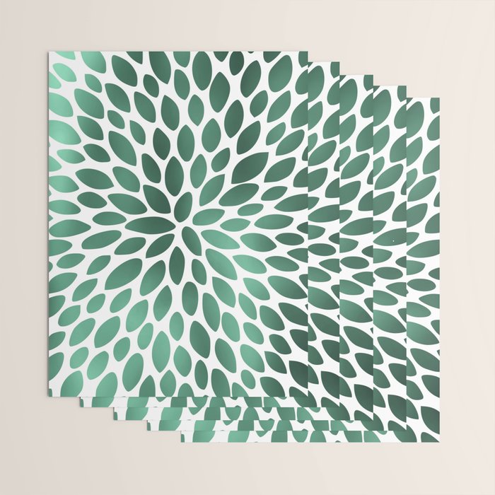 Floral Bloom Green and White Wrapping Paper Gallery Image 3