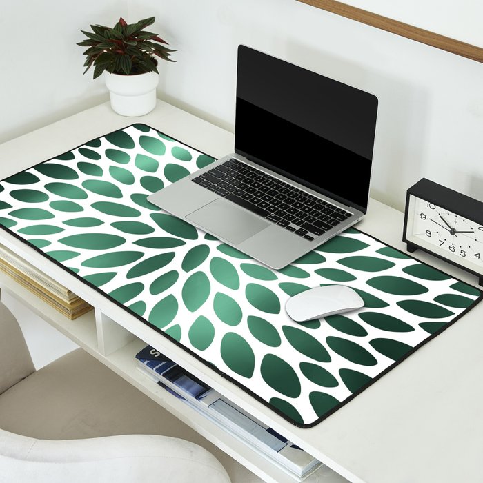 Floral Bloom Green and White Desk Mat Gallery Image 2