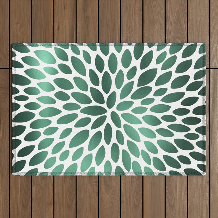 Floral Bloom Green and White Outdoor Rug Gallery Image 1