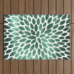Floral Bloom Green and White Outdoor Rug Gallery Image 1