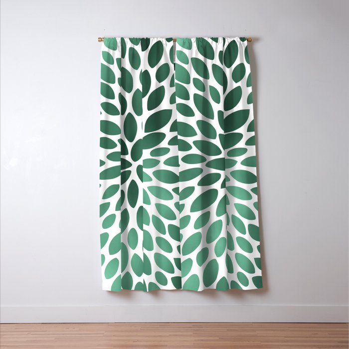 Floral Bloom Green and White Window Curtain Gallery Image 3