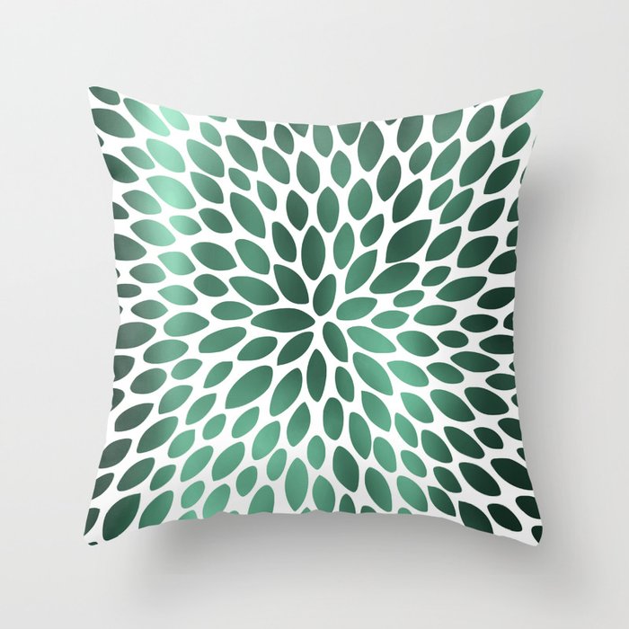 Floral Bloom Green and White Throw Pillow Gallery Image 6