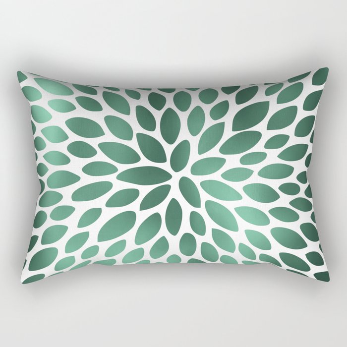 Floral Bloom Green and White Rectangular Pillow Gallery Image 2