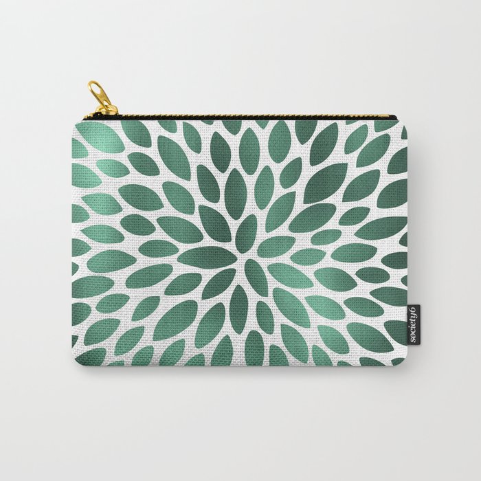 Floral Bloom Green and White Carry All Pouch Gallery Image 1