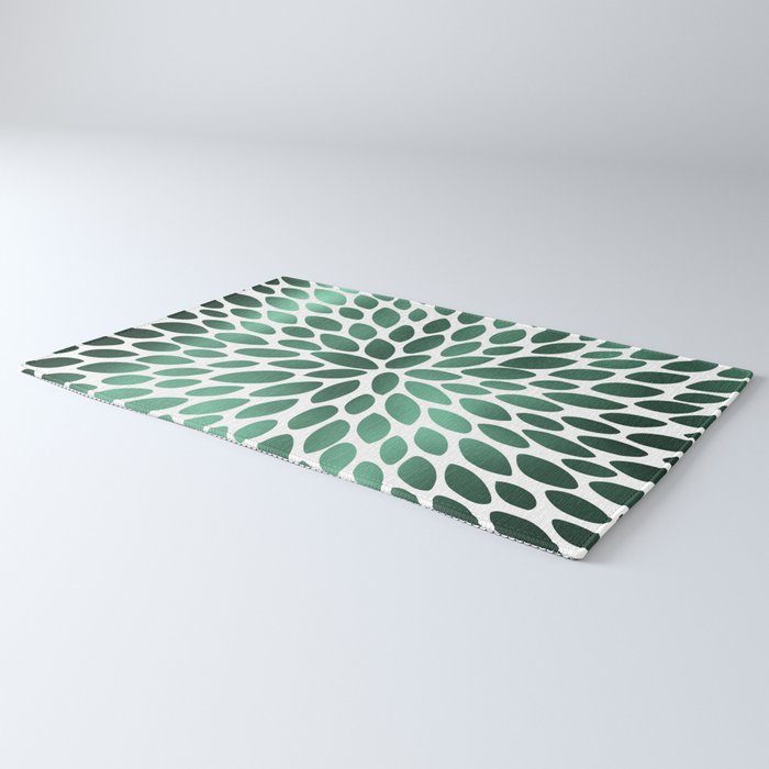 Floral Bloom Green and White Rug Gallery Image 3